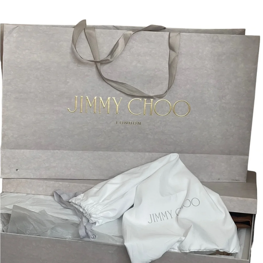 JIMMY CHOO Bryson 100 Tan Stretch Bonded Fabric Over-The-Knee‎ Boots Tan SZ 35.5